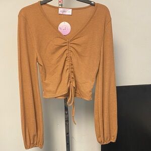 Mustard Seed Women's Tan Ruched Blouse